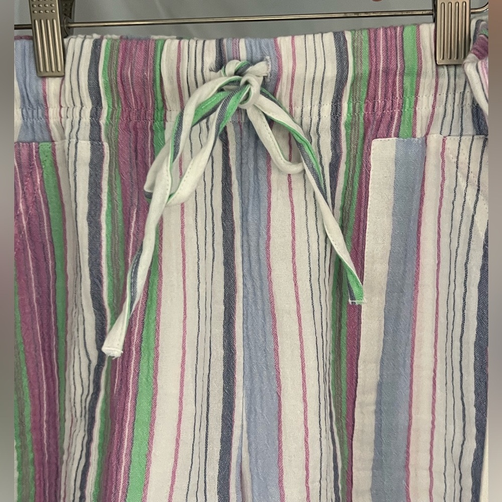 NWT Caslon stripped cotton shorts with front pockets teal/white/purple colored,M - Picture 3 of 6